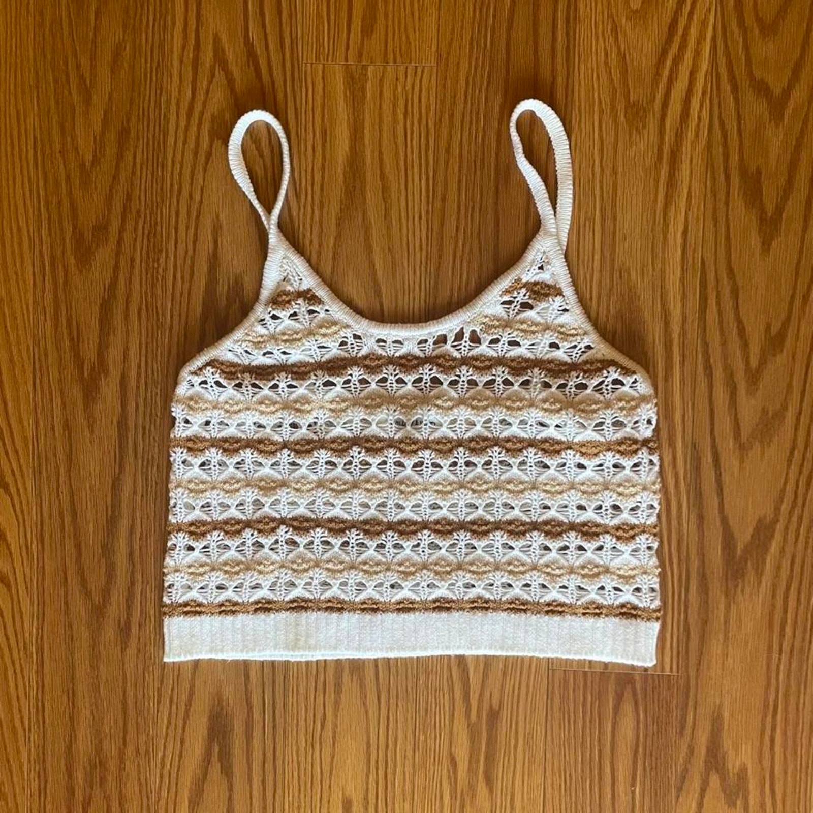 Willow & Wind Brown And Cream Crochet Top